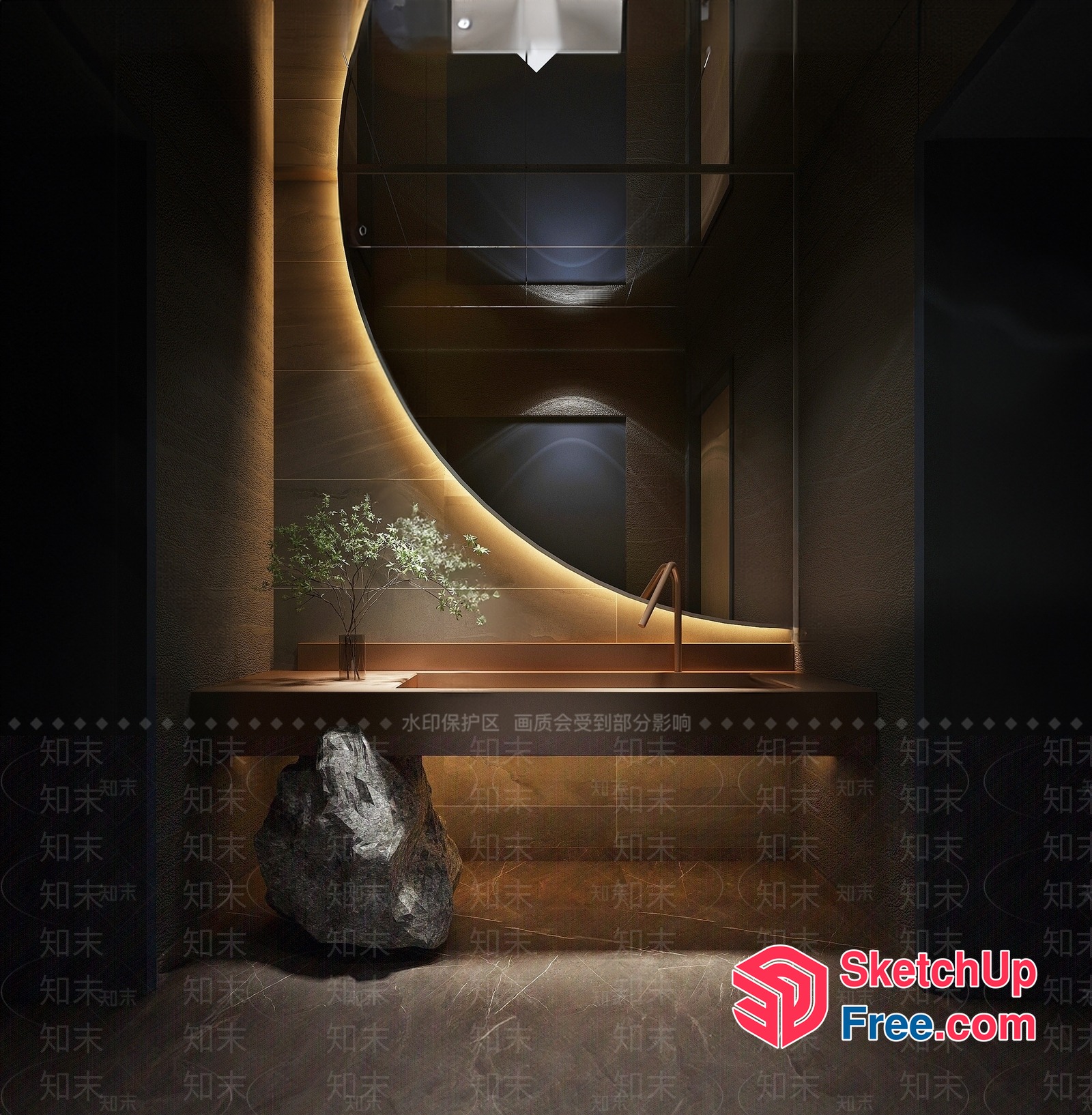 Luxurious Modern Bathroom Interior 3D SketchUp File