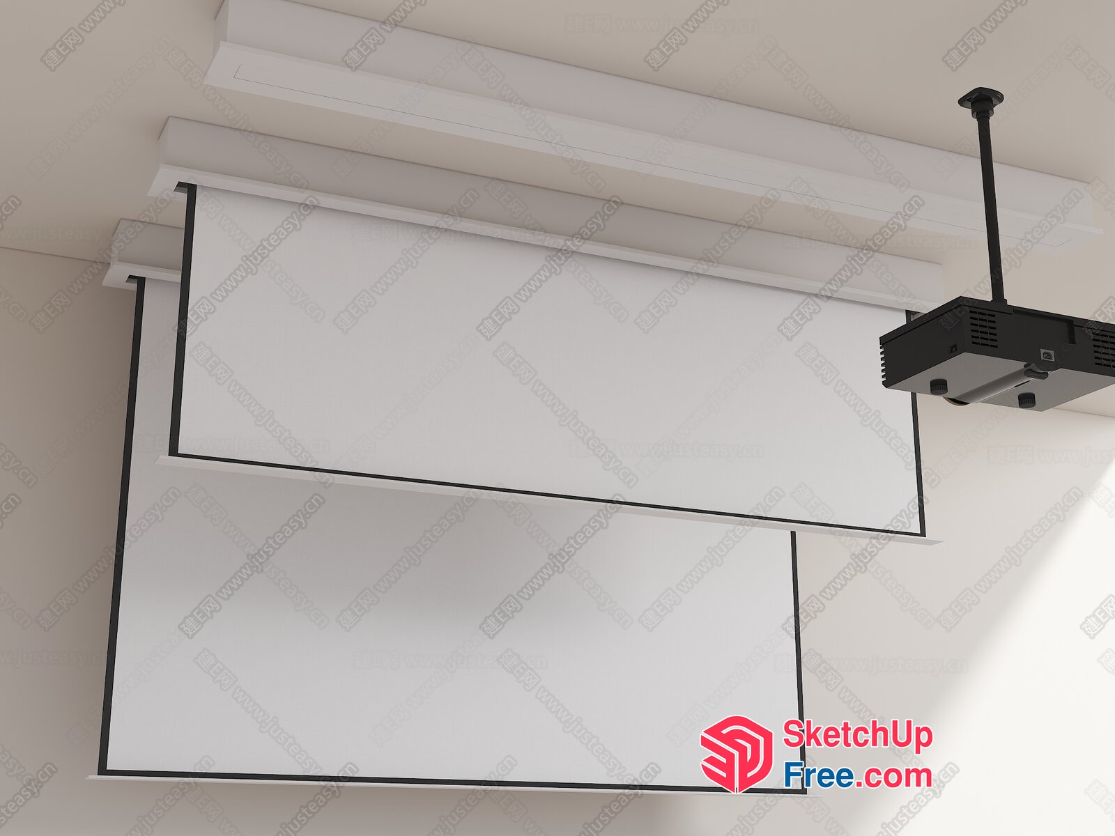 White Screen And Projector Setup For Presentations 3D SketchUp File