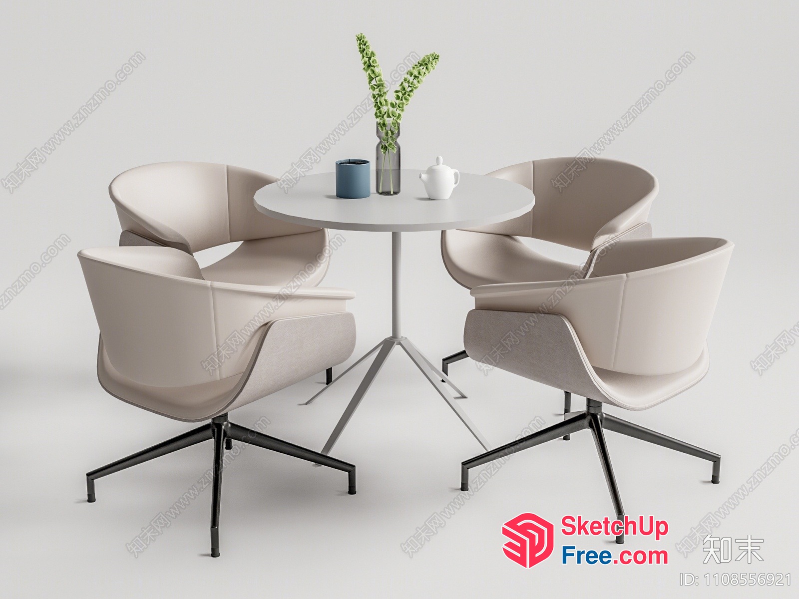 Minimalist Modern Dining Table And Chairs 3D SketchUp File