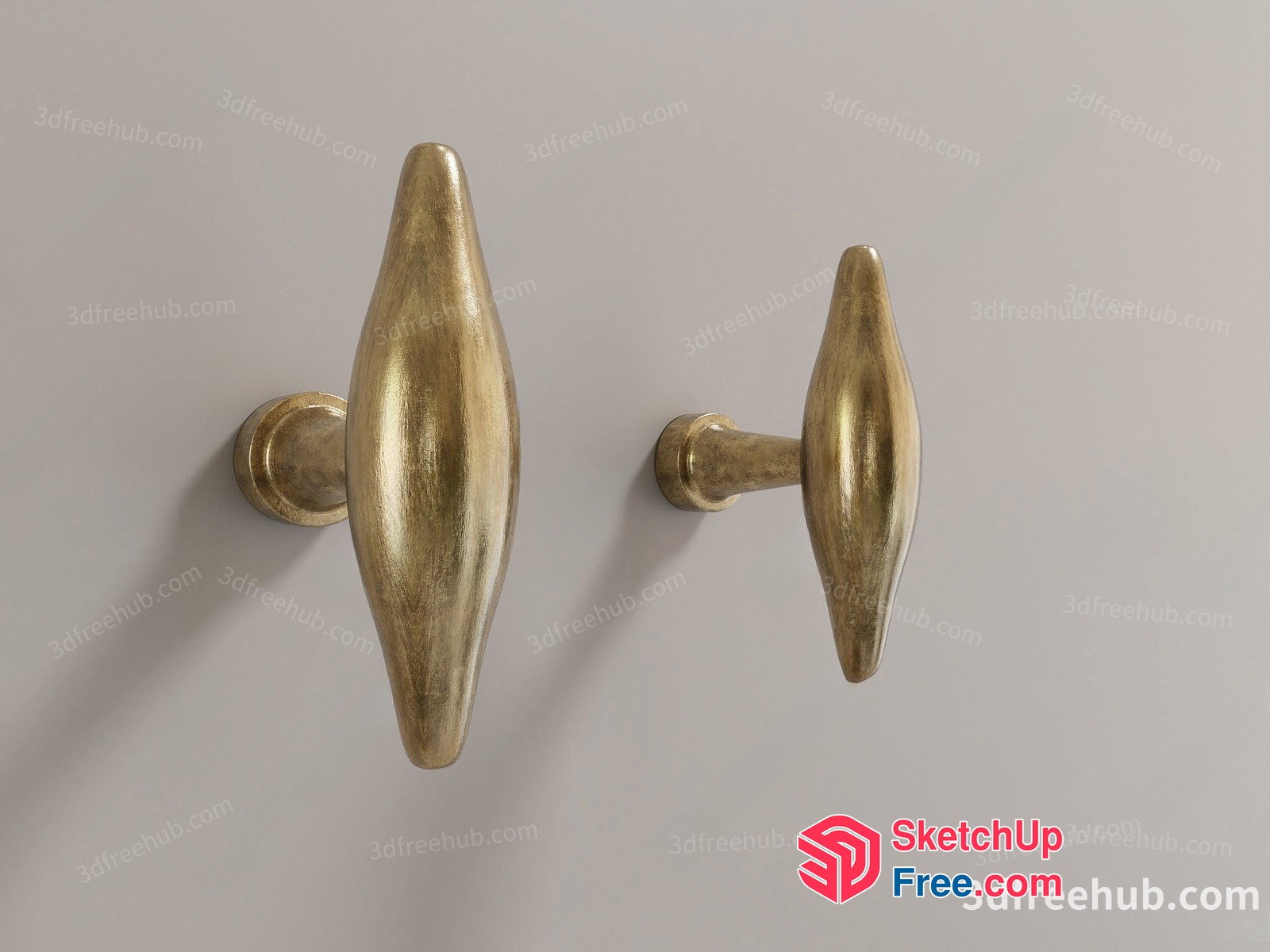 Modern Brass Door Handles 3D SketchUp File