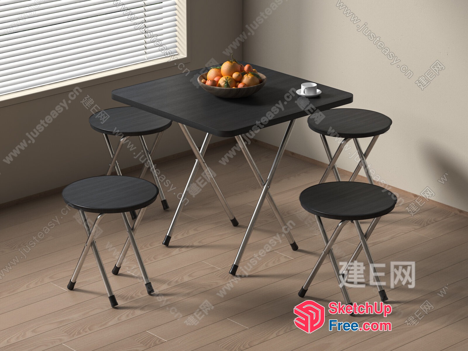 Simple Dining Room With Table And Chairs 3D SketchUp File