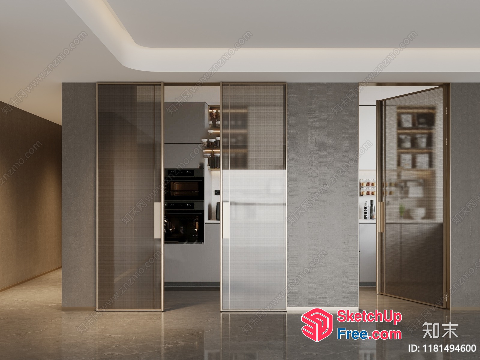 Sleek Modern Glass Door And Cabinet Design 3D SketchUp File
