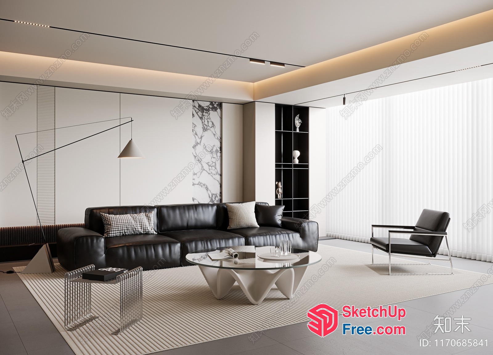 Modern Minimalist Living Room Interior Design 3D SketchUp File