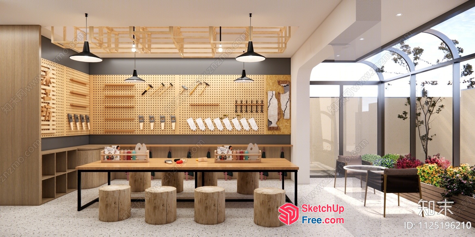 Cozy Workshop With Natural Elements 3D SketchUp File