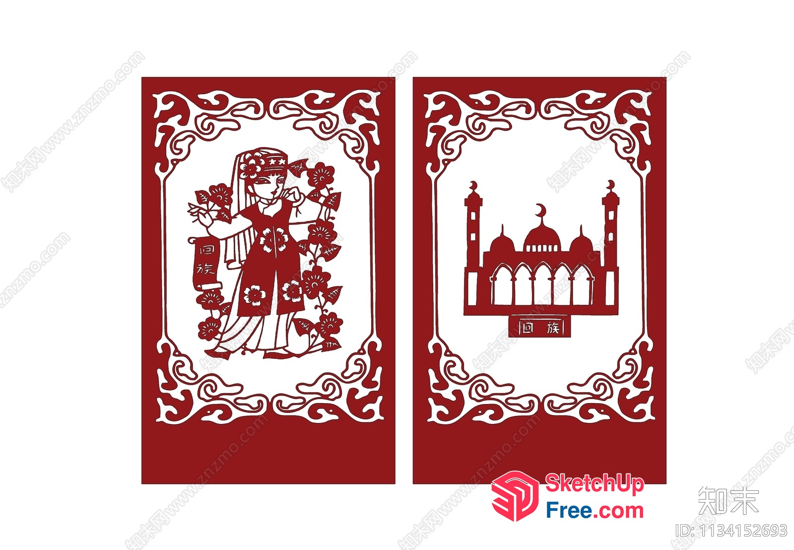 Ornate Red And White Wall Art 3D SketchUp File