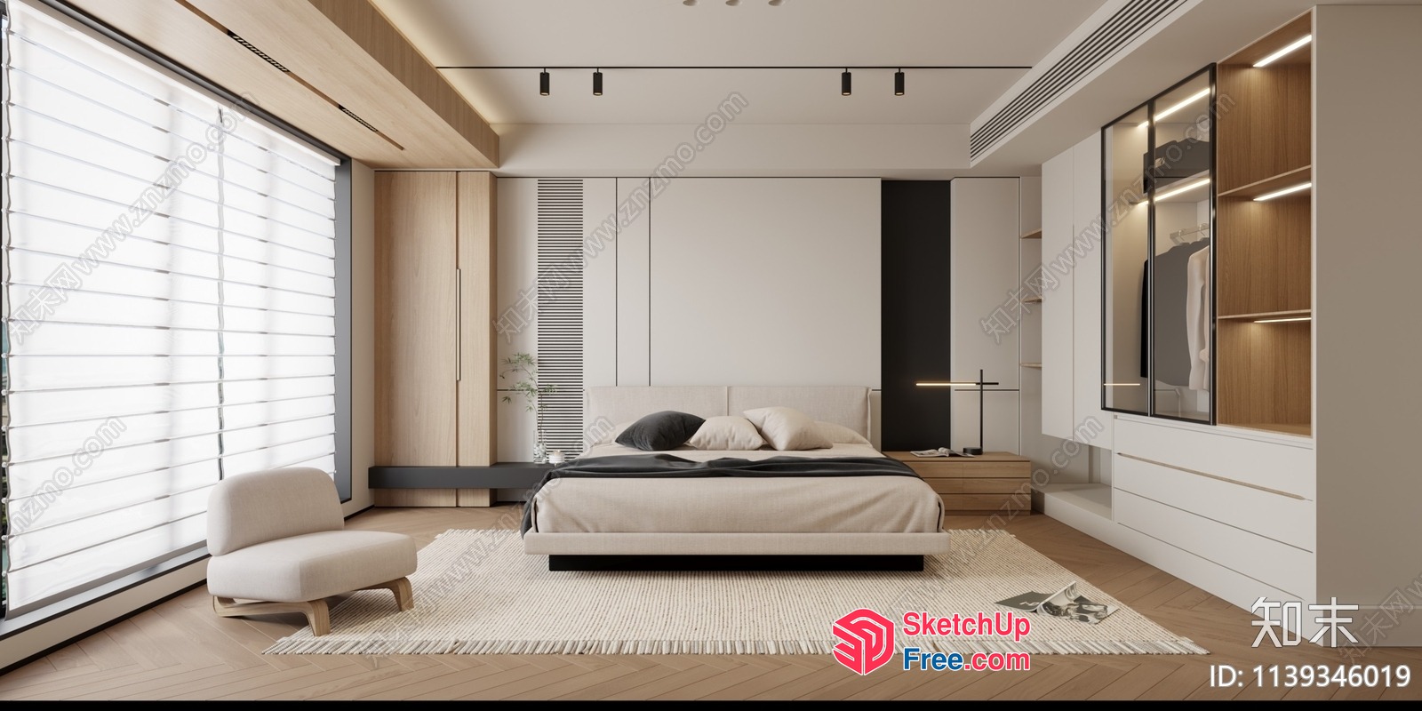 Modern Minimalist Japanese Style Bedroom 3D SketchUp File