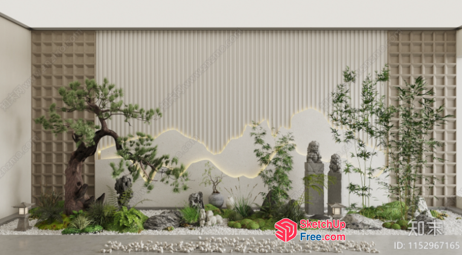 Japanese Style Garden With Modern Decor 3D SketchUp File