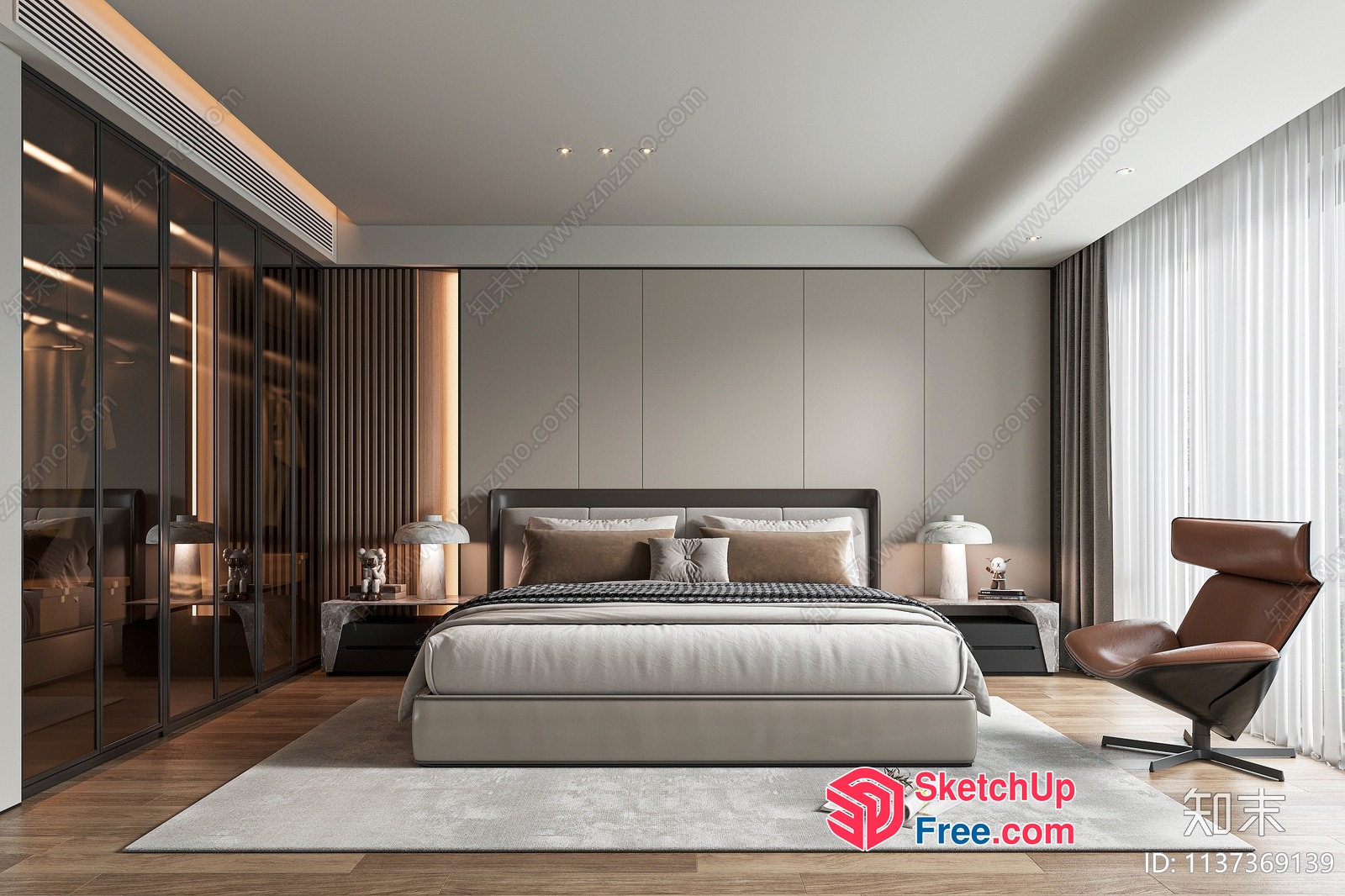 Modern Minimalist Bedroom Design 3D SketchUp File