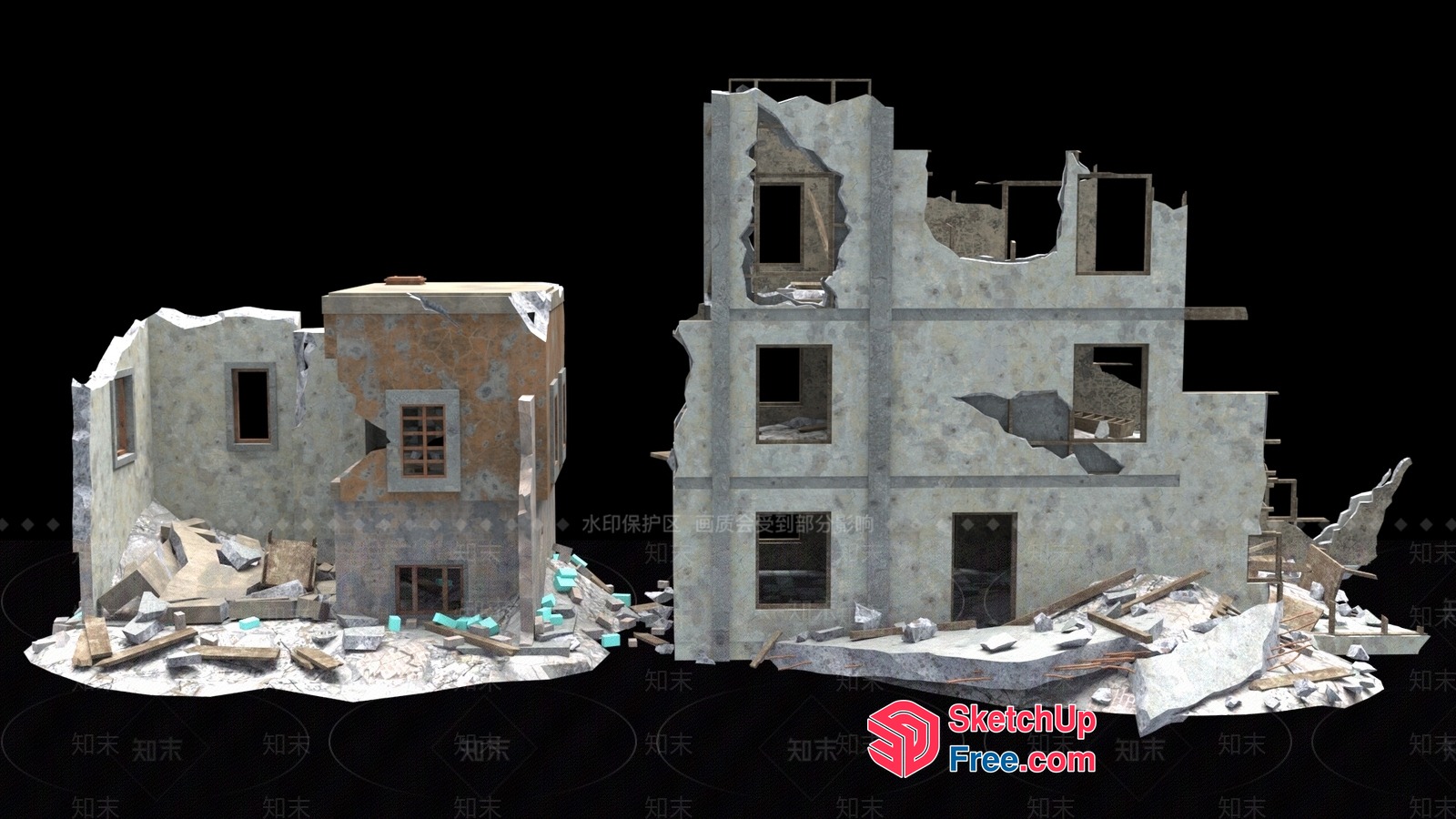 Ruined Building Exterior 3D SketchUp File