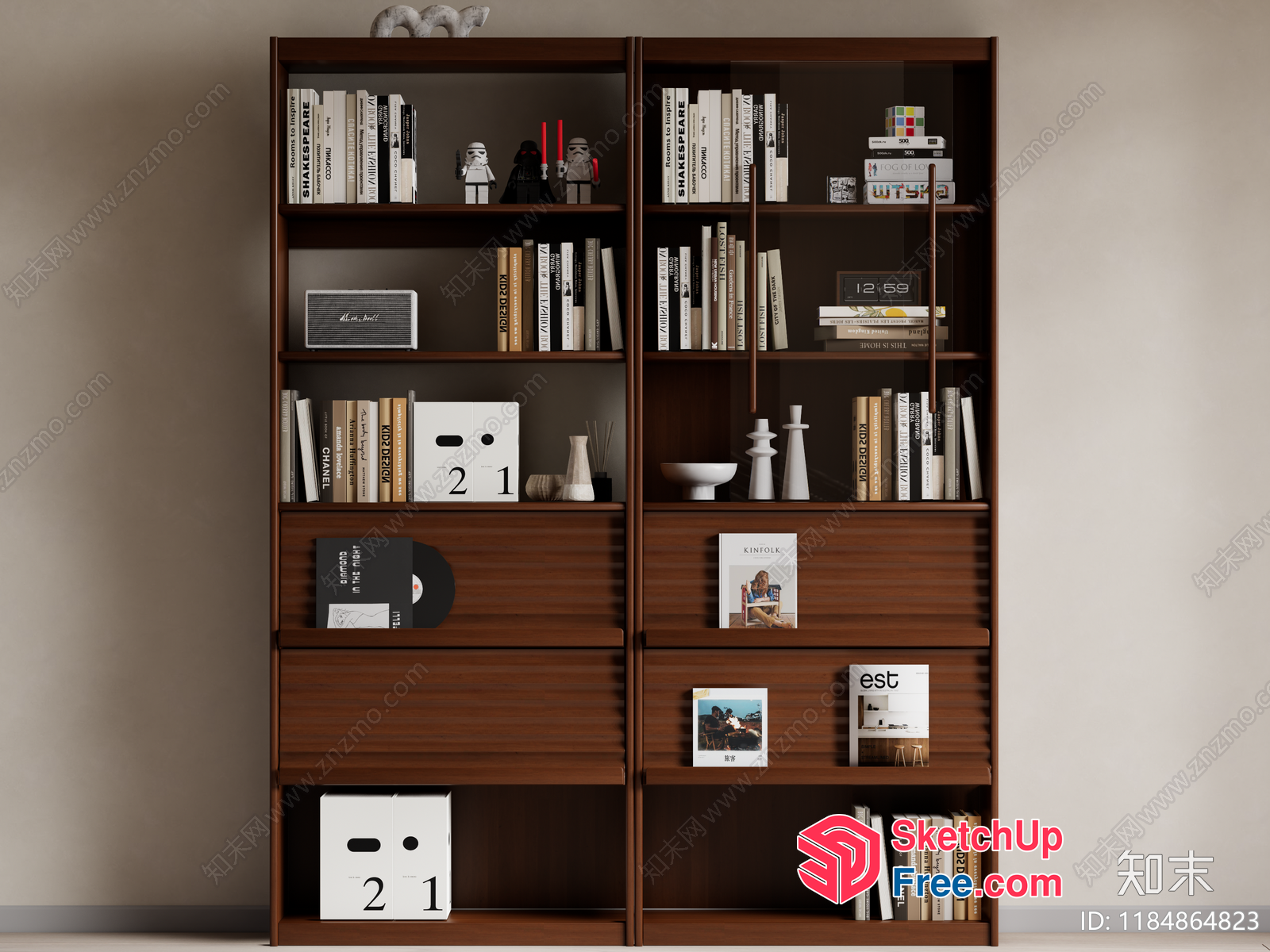 Modern Bookcase With Storage And Decor 3D SketchUp File
