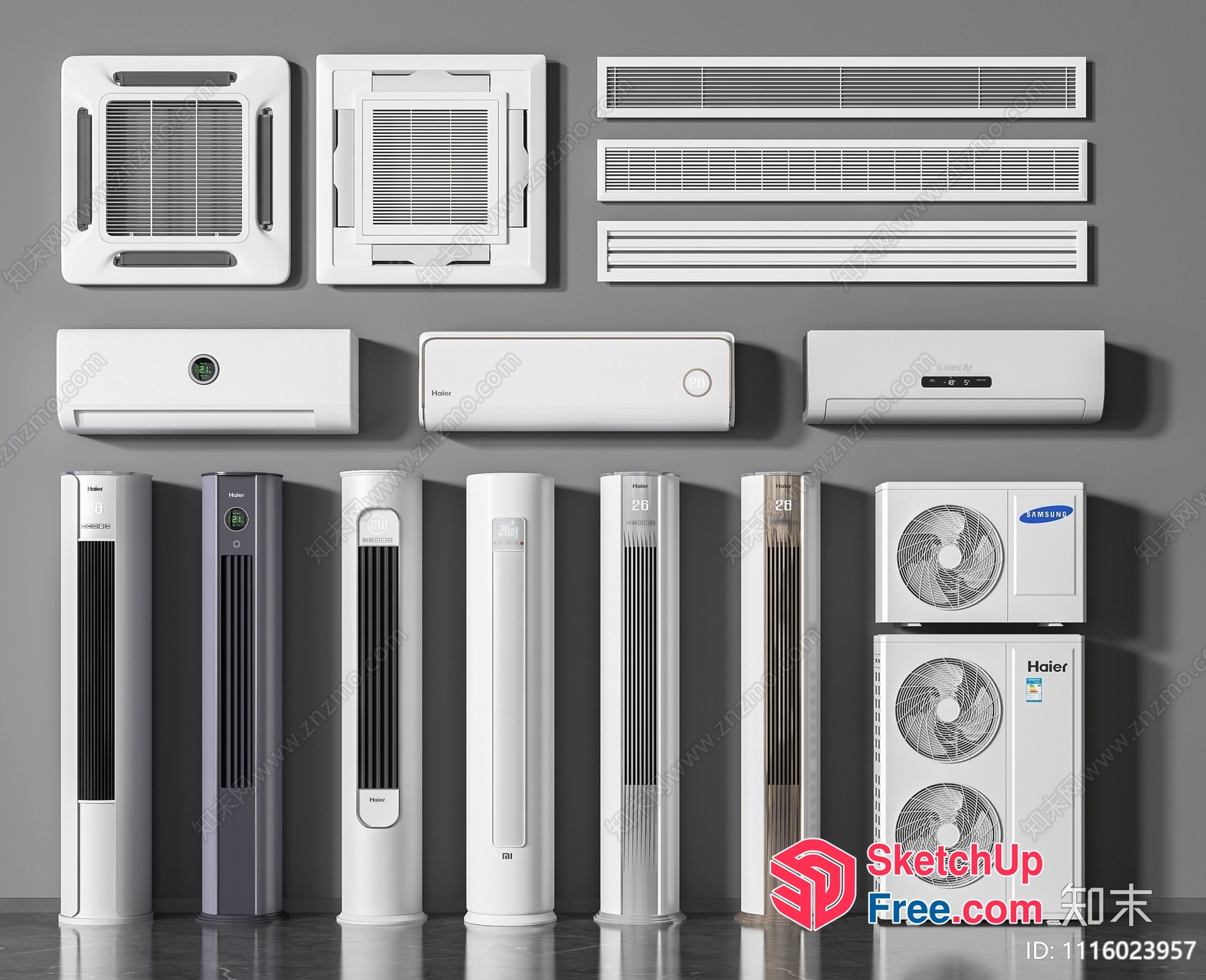 Modern Air Conditioning Units And Fans 3D SketchUp File