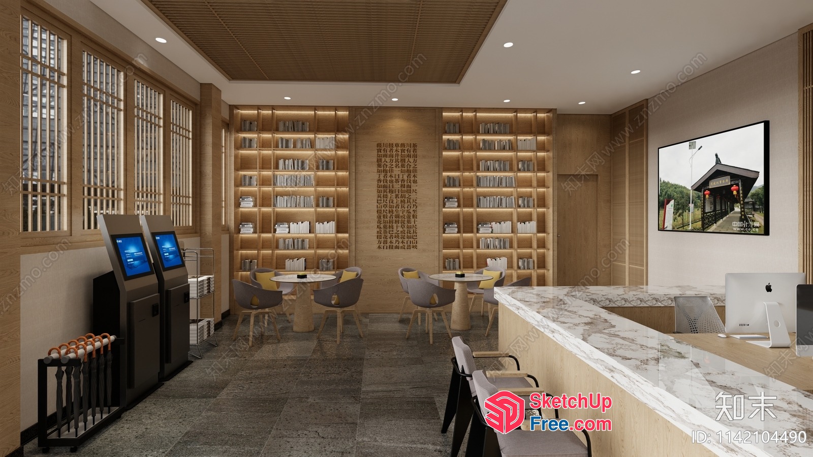 Modern Japanese-Inspired Restaurant Interior Design 3D SketchUp File