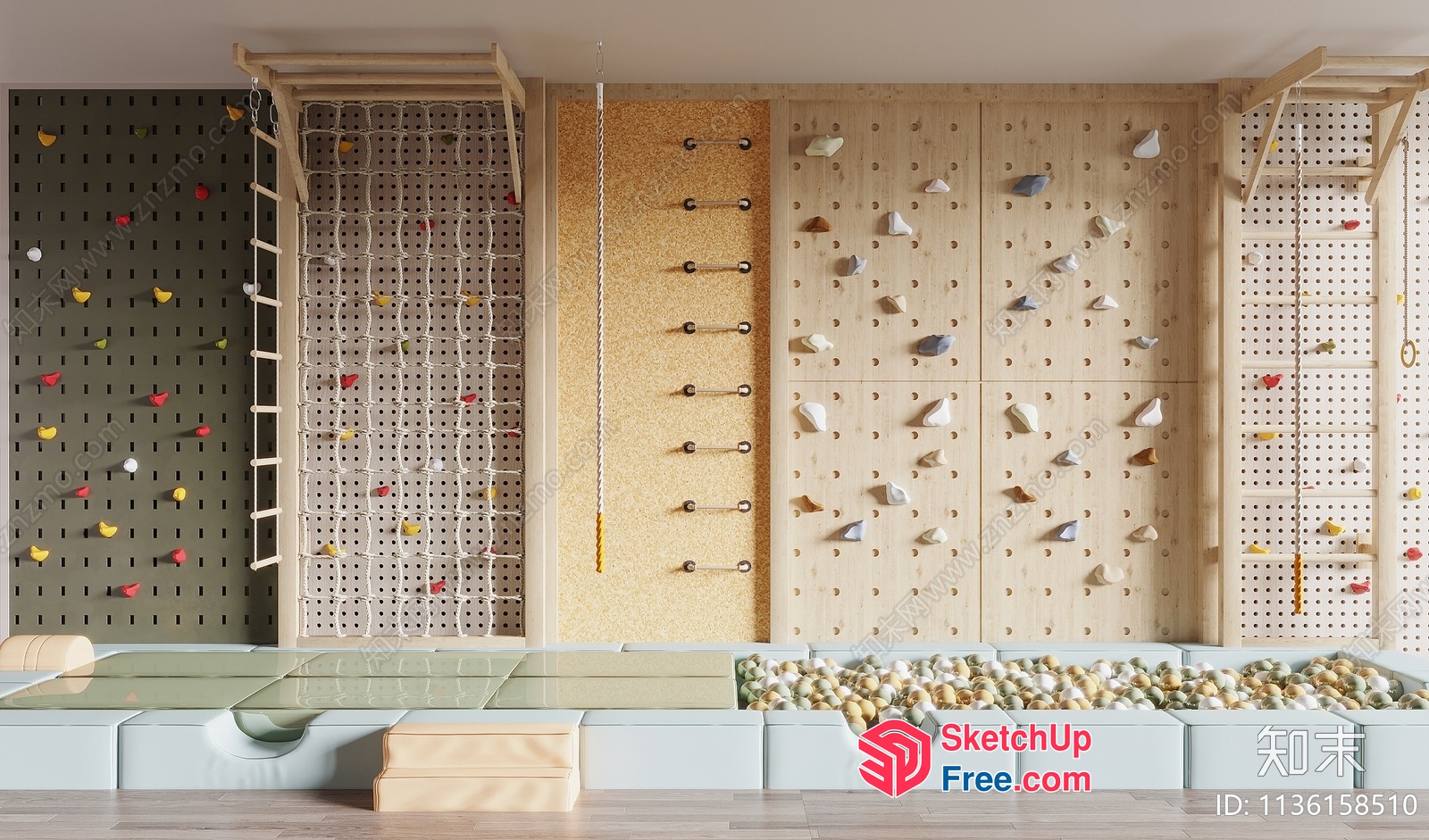 Indoor Climbing Wall And Playground Facility 3D SketchUp File