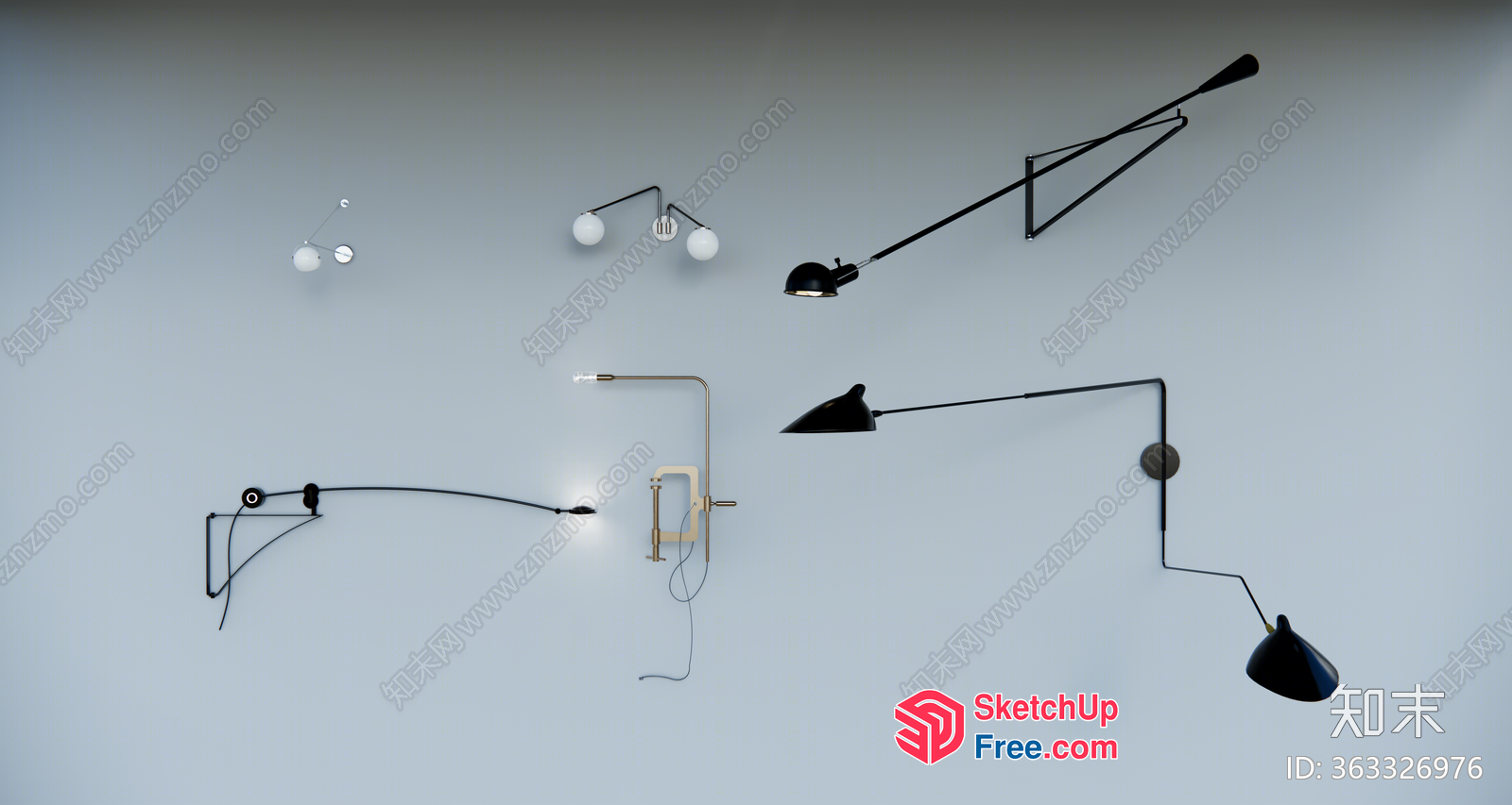 Modern Black And White Wall Light Fixtures 3D SketchUp File