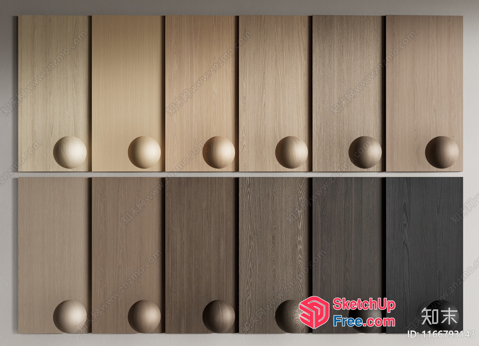 Colorful Wooden Door Panel Options 3D SketchUp File
