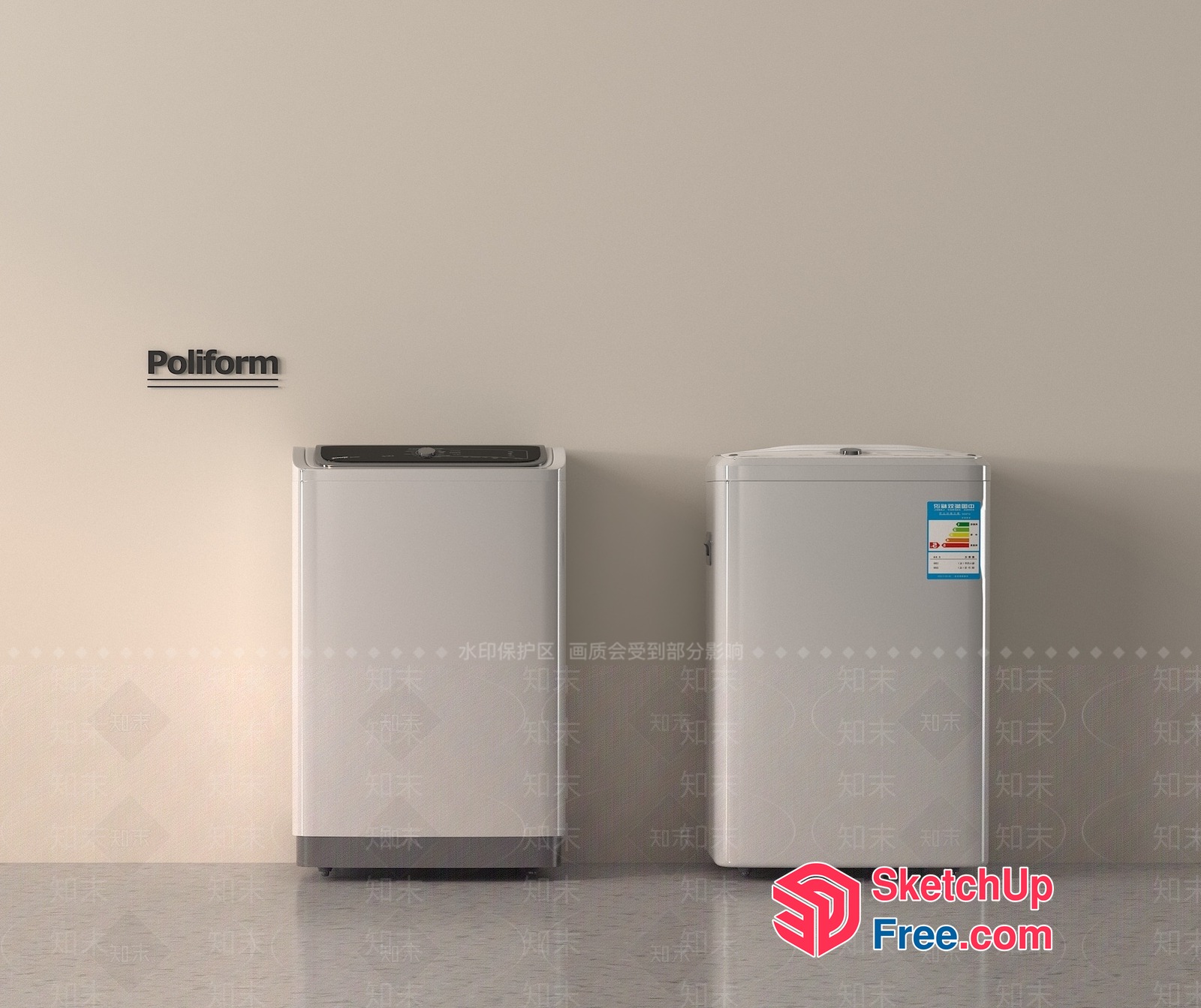 Poliform Washing Machine And Dryer 3D SketchUp File