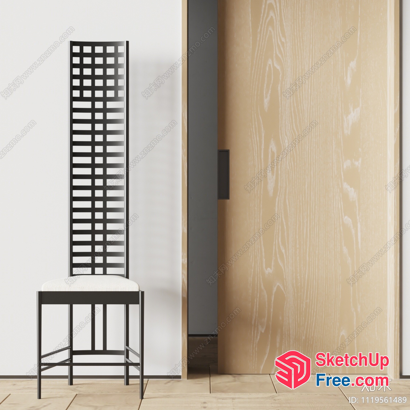 Sleek Modern Black Metal Lattice Chair 3D SketchUp File