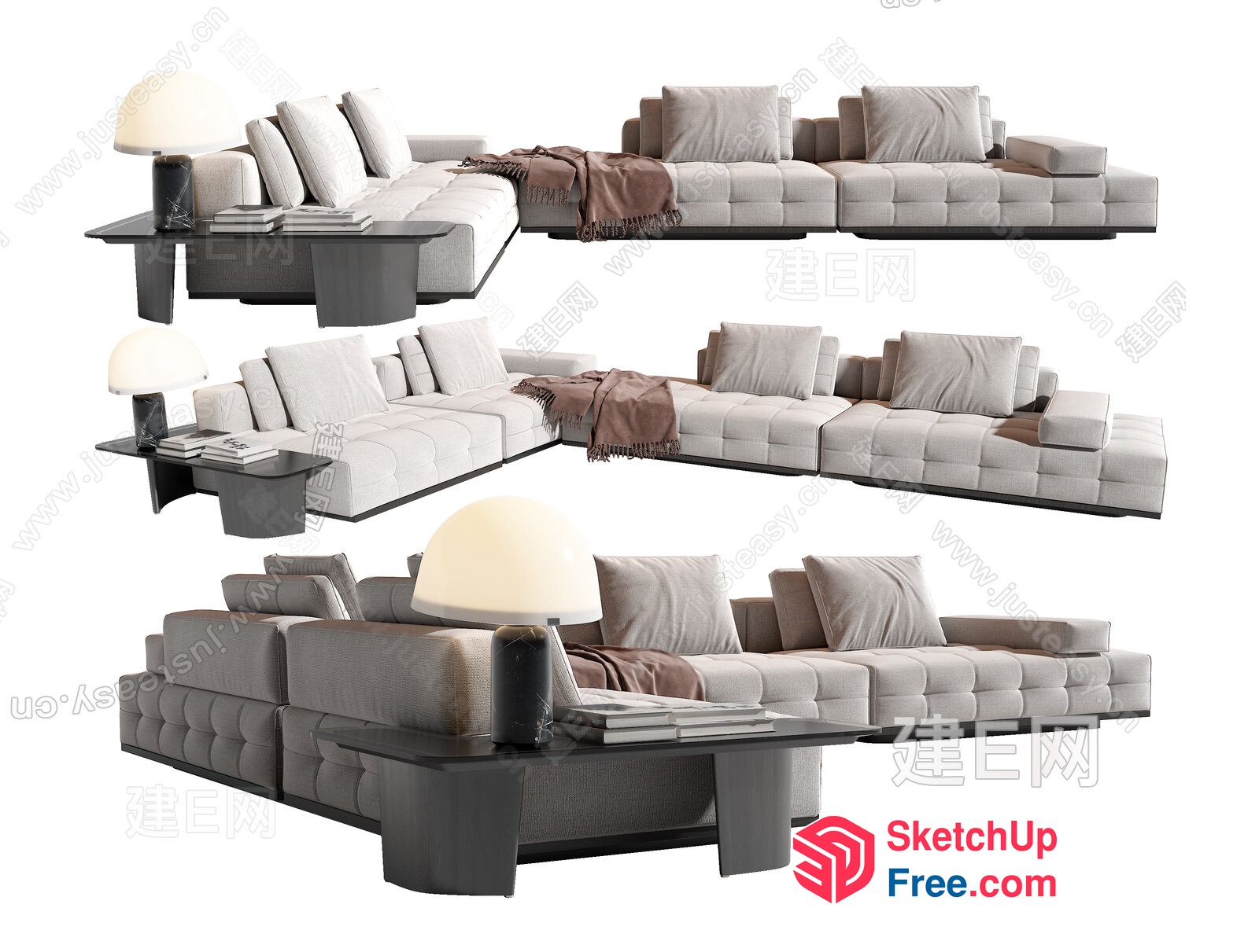 Modern Minimalist Sofa And Coffee Table Set 3D SketchUp File