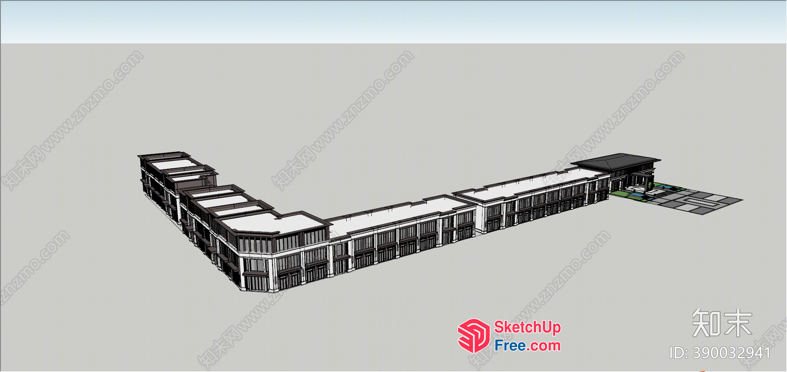 Black And White Building Exterior 3D SketchUp File