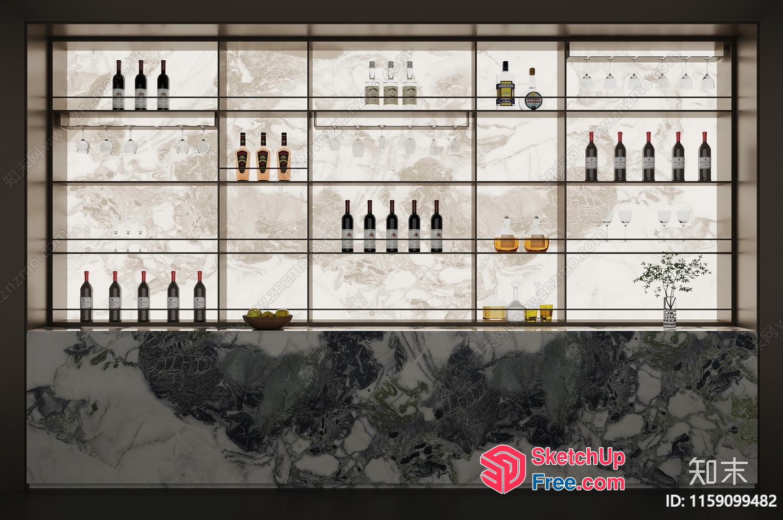 Elegant Marble Bar Interior 3D SketchUp File