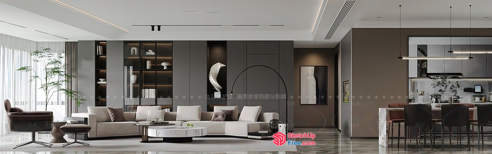 Modern Minimalist Living Room With Sleek Furniture 3D SketchUp File