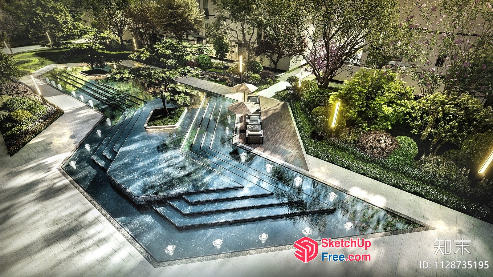 Serene Waterfall Cascade 3D SketchUp File