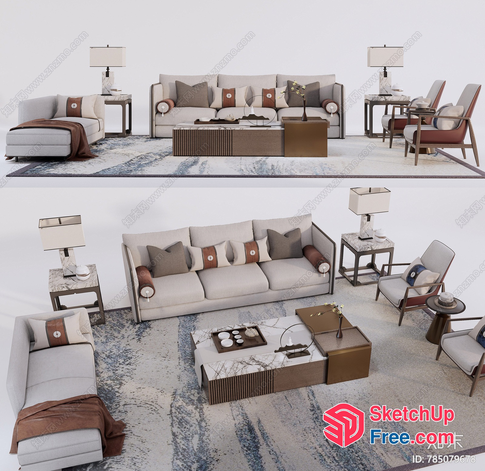 Modern Living Room Furniture Set With Neutral Colors 3D SketchUp File