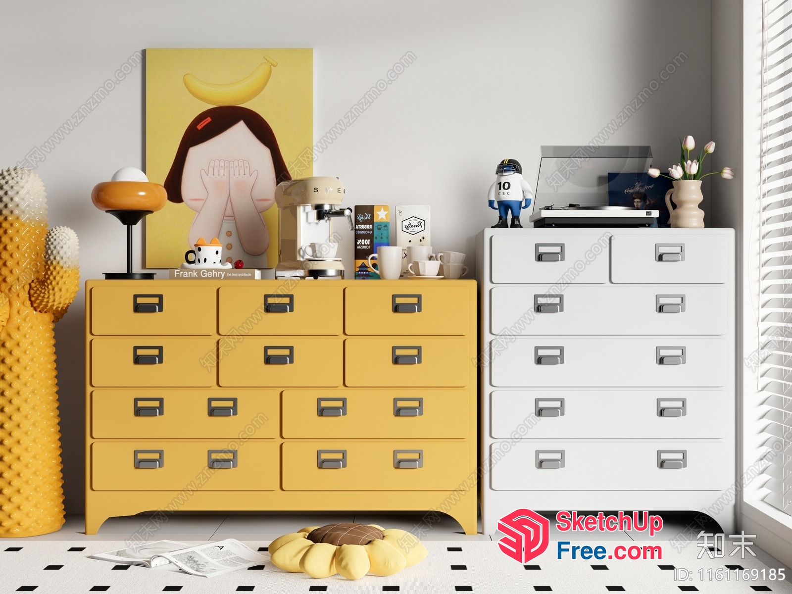 A Collection Of Furniture And Decorative Items In A Modern Interior 3D SketchUp File