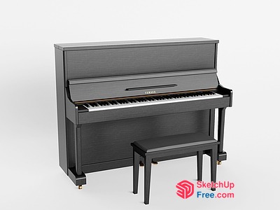 Elegant Piano With Matching Bench 3D SketchUp File