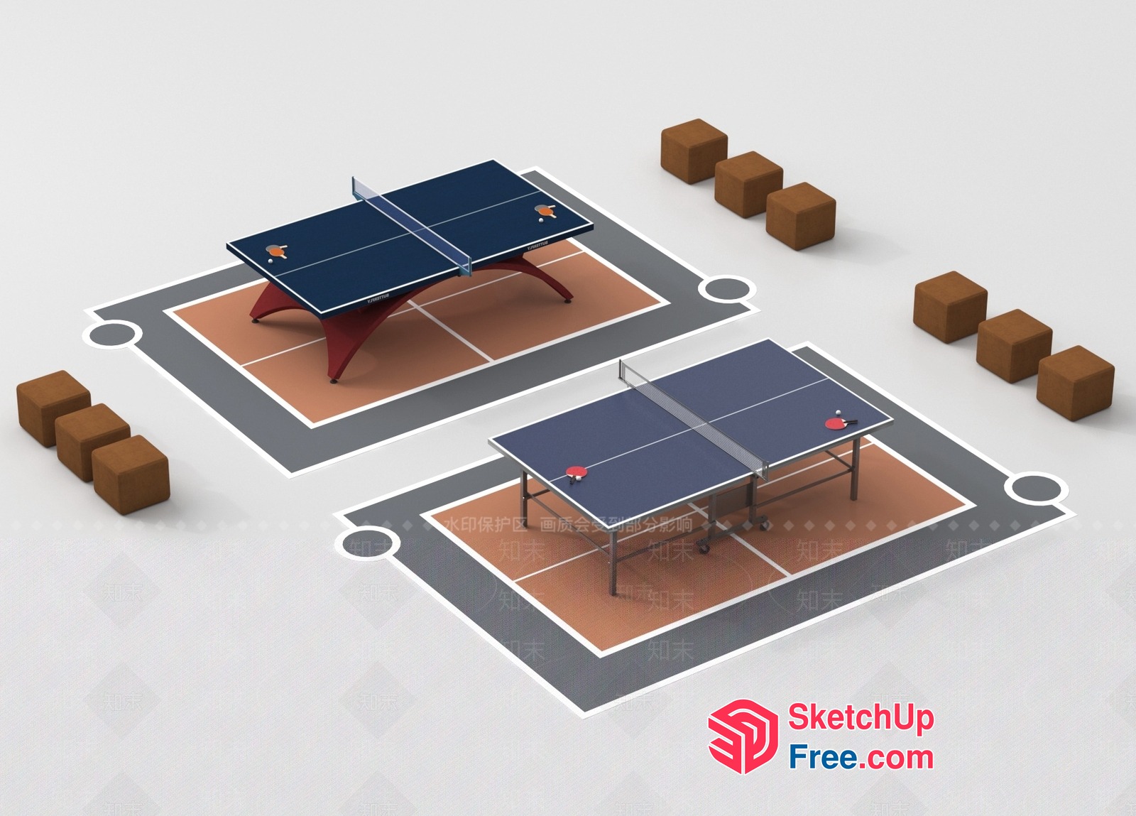 Two Tables For Table Tennis And Ping Pong 3D SketchUp File