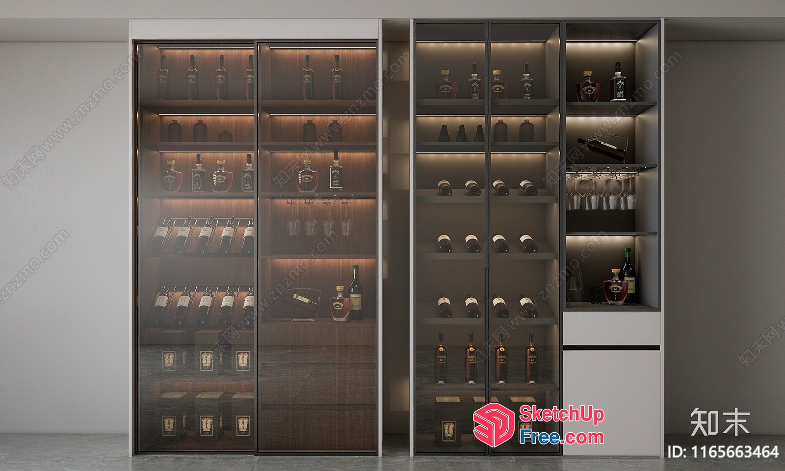 Modern Wine Cabinet With Glass Doors 3D SketchUp File