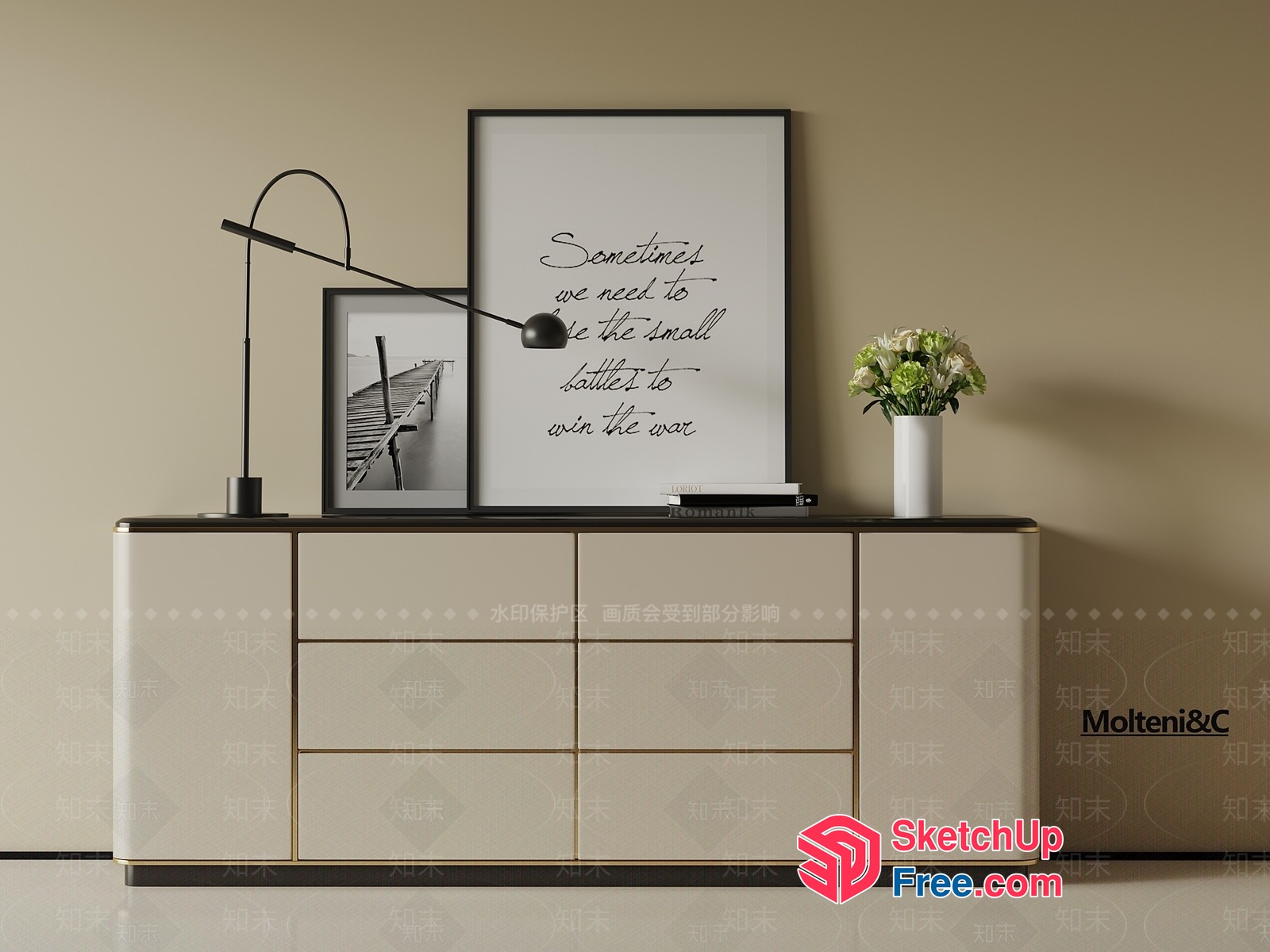 Inspirational Quote In A Modern Living Room 3D SketchUp File