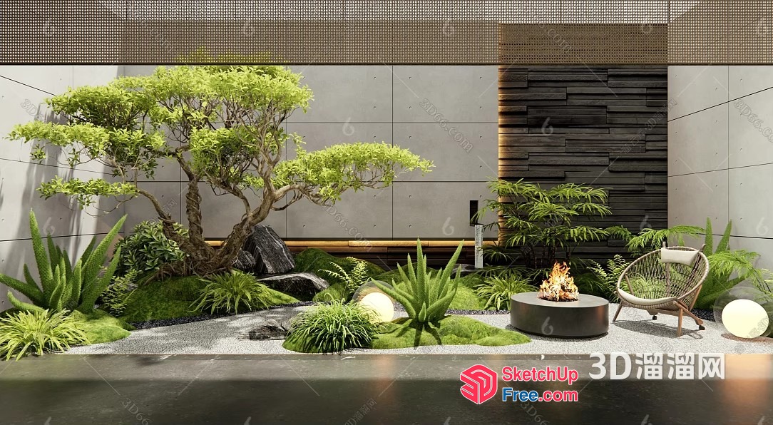 Modern Japanese-Inspired Garden With Zen Aesthetic 3D SketchUp File