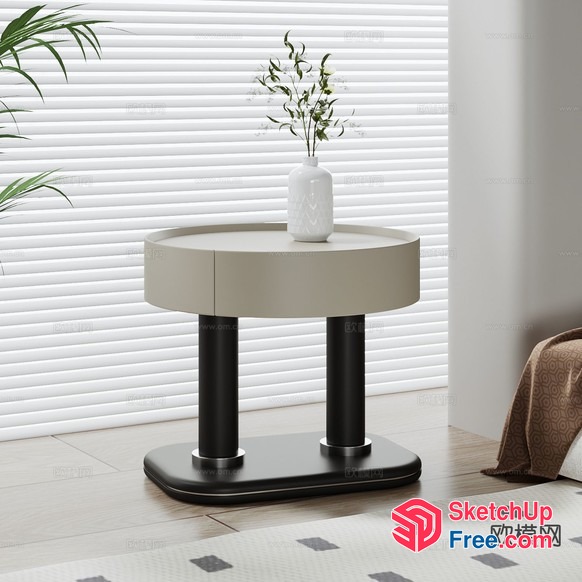 Modern Minimalist Side Table With Vase 3D SketchUp File
