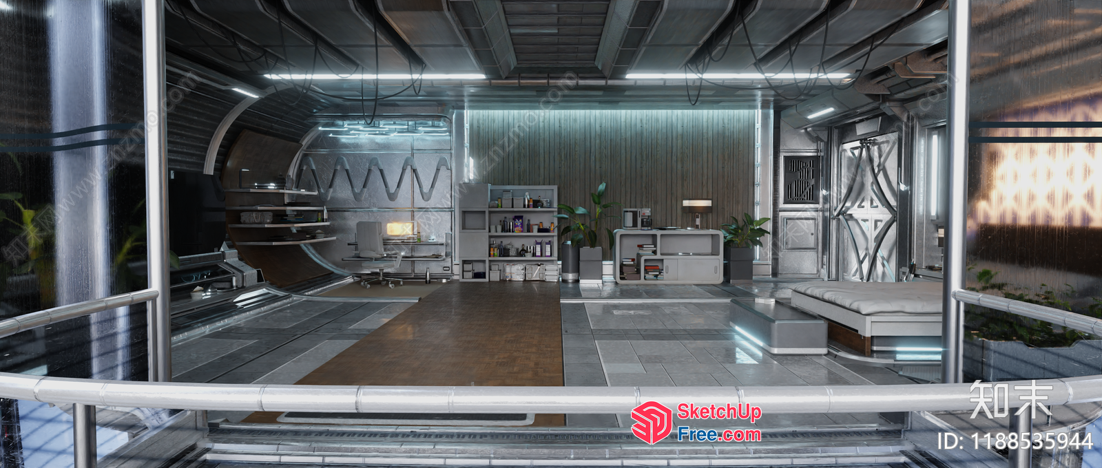 Futuristic Industrial Office Space 3D SketchUp File