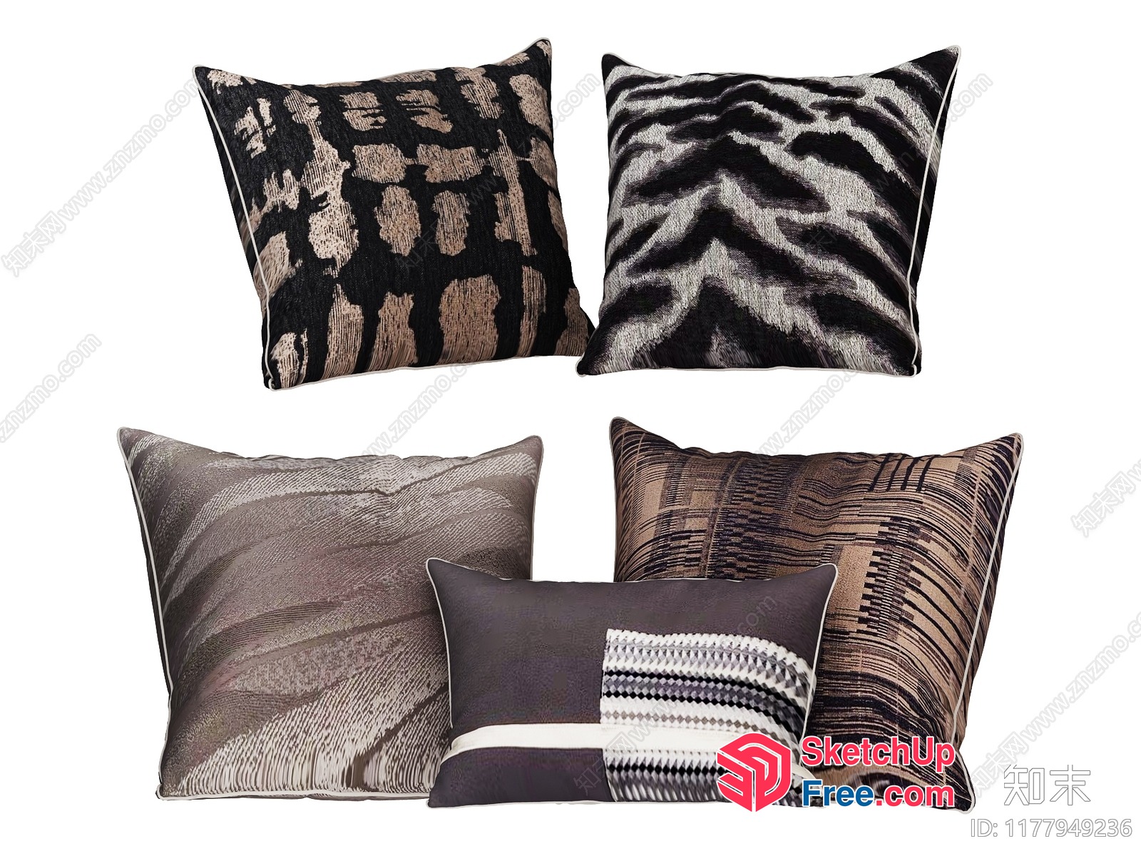 Elegant And Sophisticated Pillows In Earthy Tones 3D SketchUp File