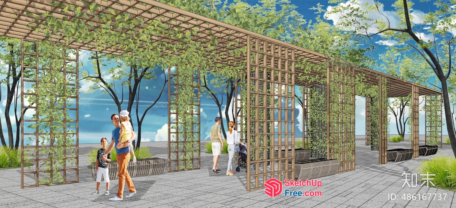 Outdoor Seating Area With Greenery And Natural Light 3D SketchUp File
