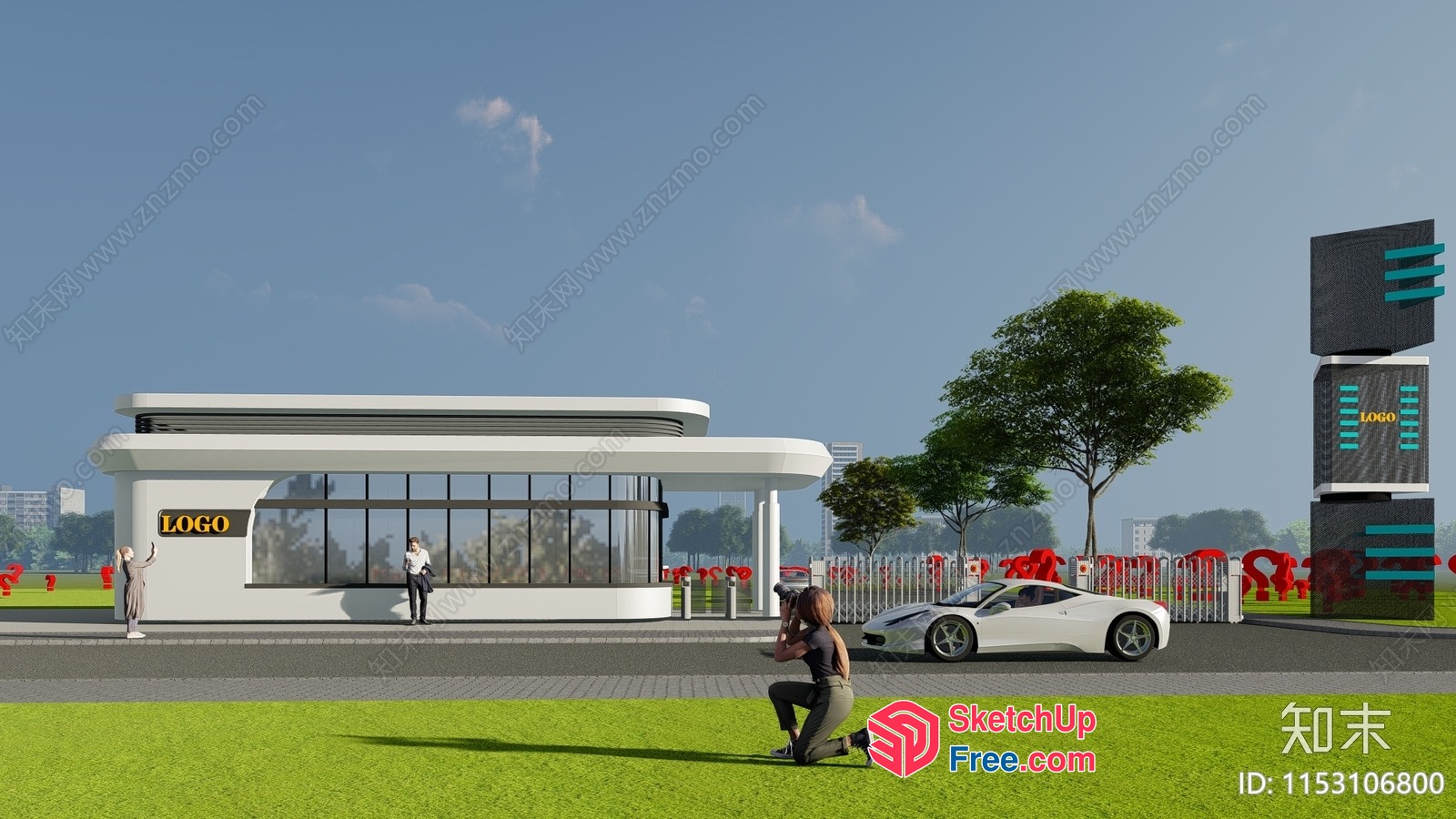 Modern Gas Station Exterior With Sleek Design 3D SketchUp File