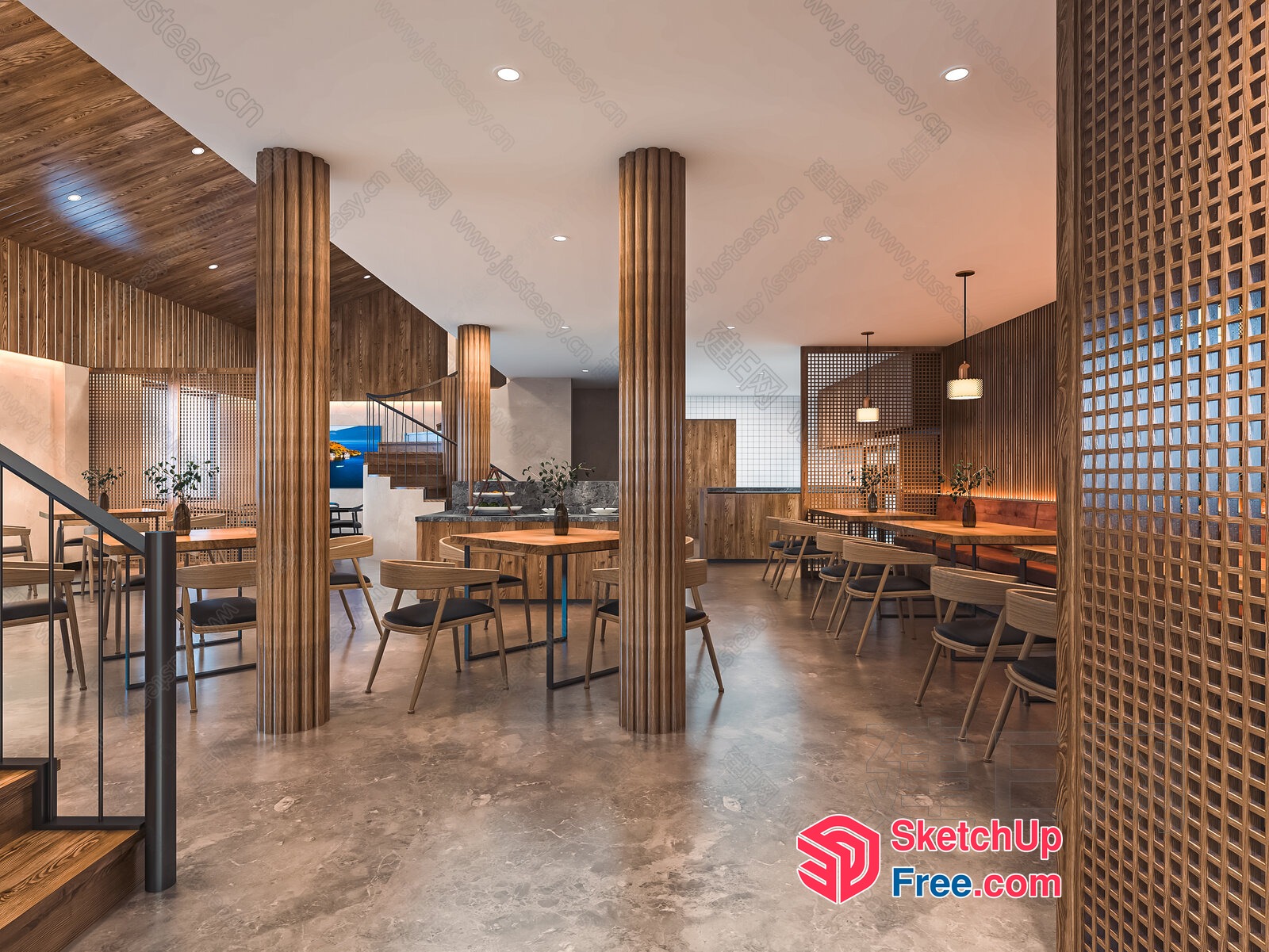 Modern Japanese-Style Restaurant Interior 3D SketchUp File