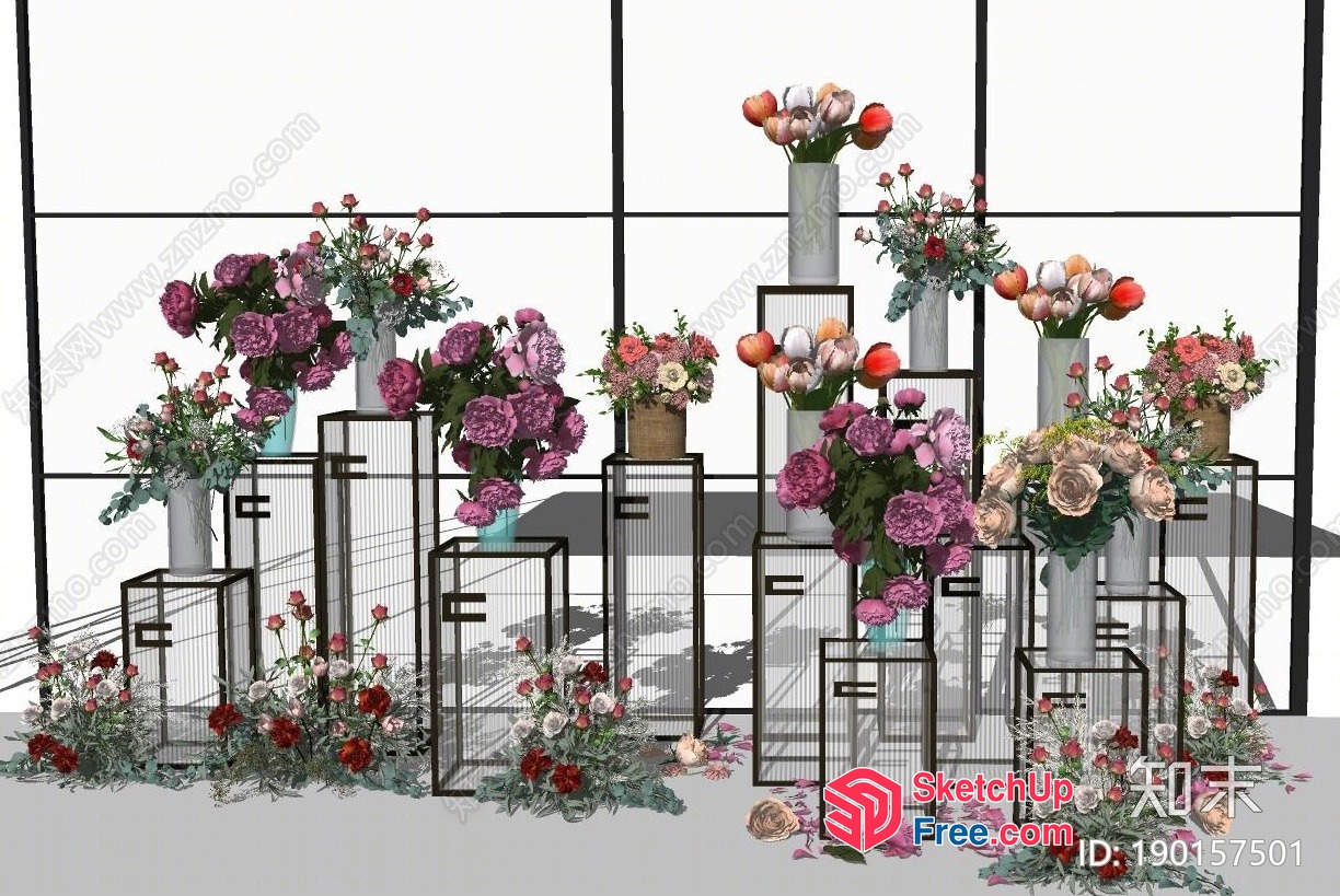 Modern Floral Arrangement Display 3D SketchUp File