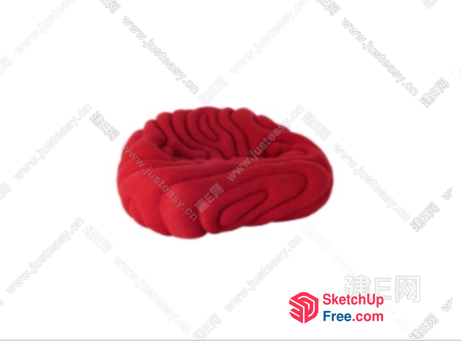 Brain-Shaped Red Pillow 3D SketchUp File