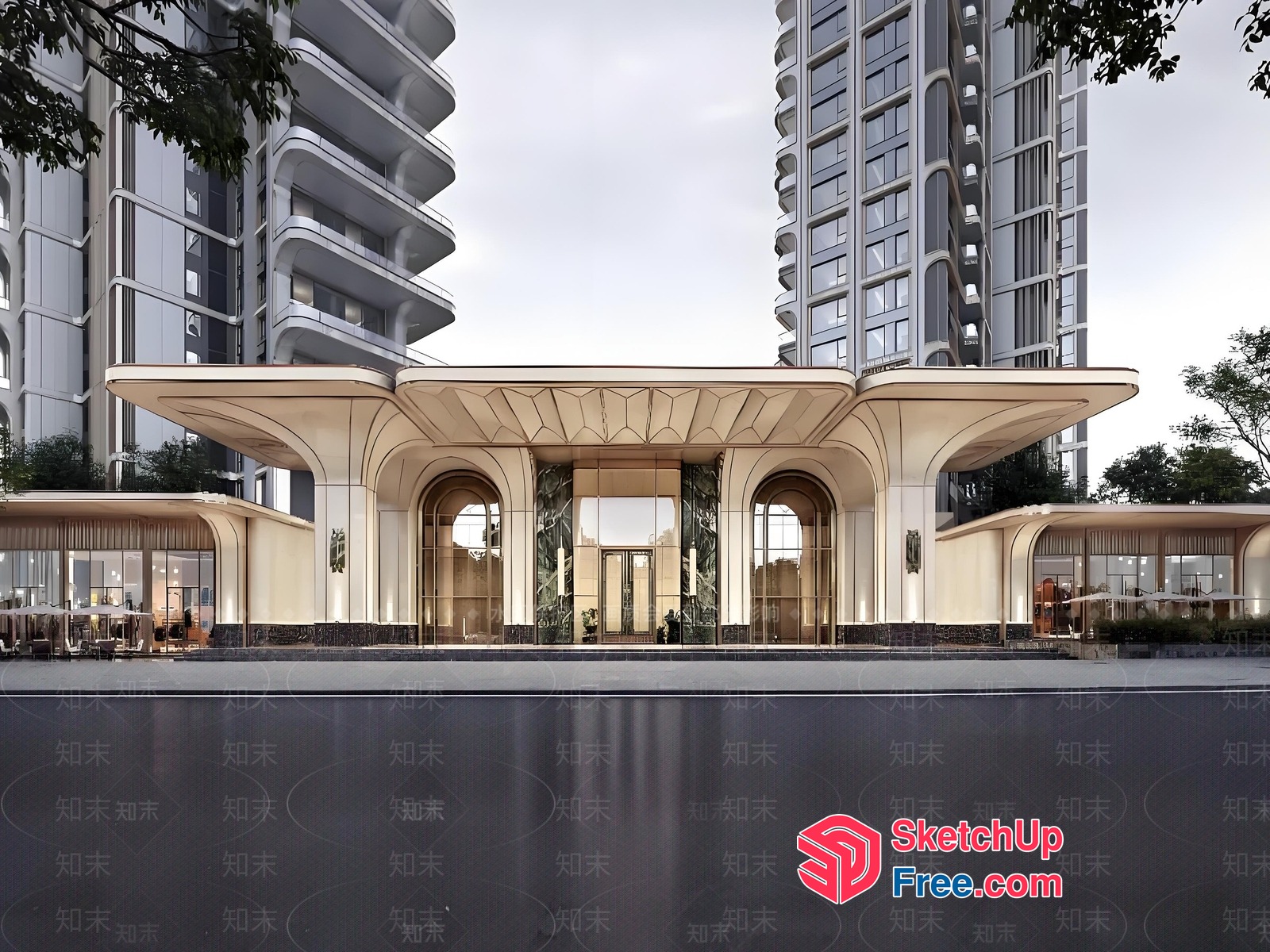Luxurious Modern Building Exterior 3D SketchUp File