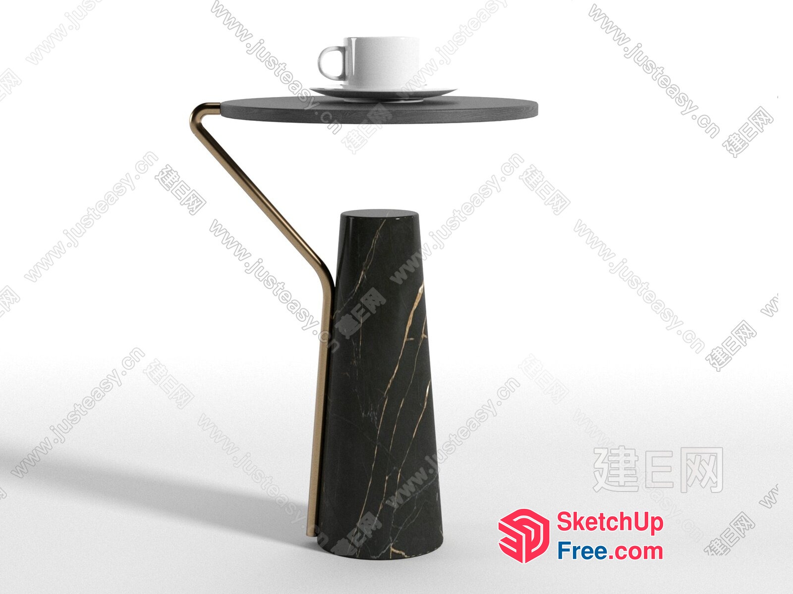 Modern Marble And Metal Side Table 3D SketchUp File