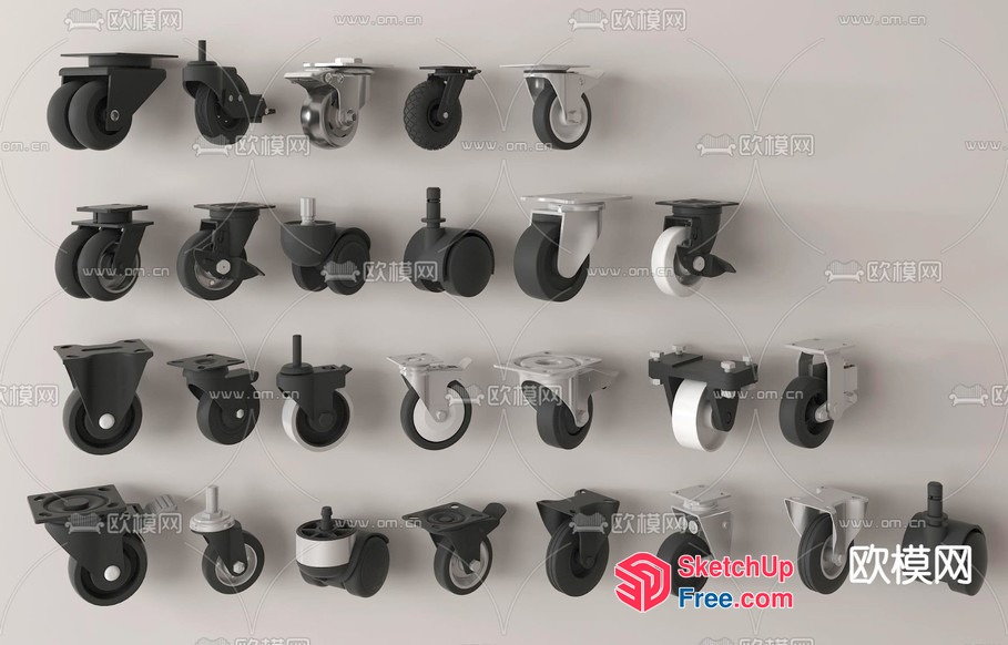 Caster Wheels In Various Shapes And Sizes 3D SketchUp File