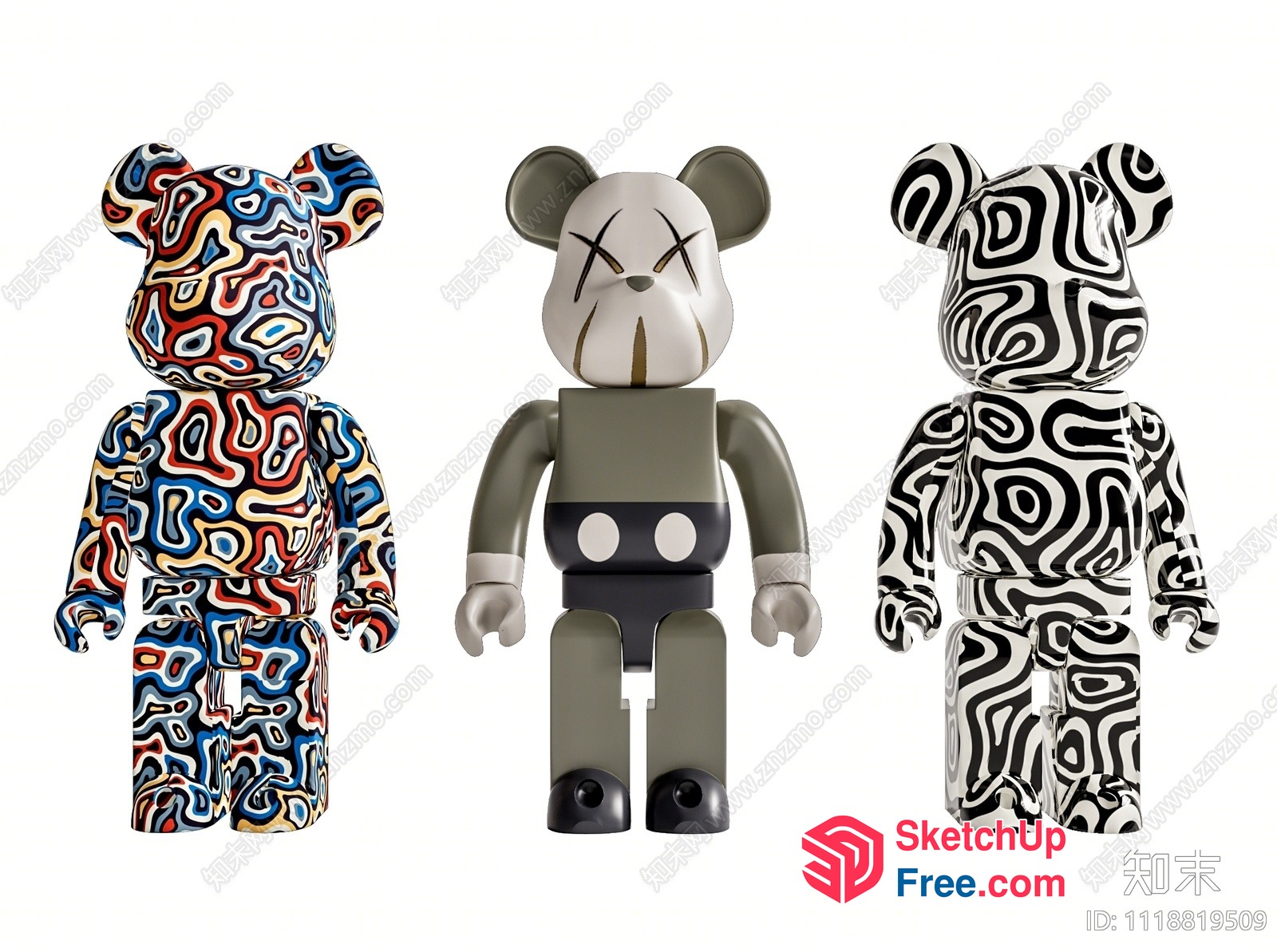Colorful And Patterned Bear Figures 3D SketchUp File