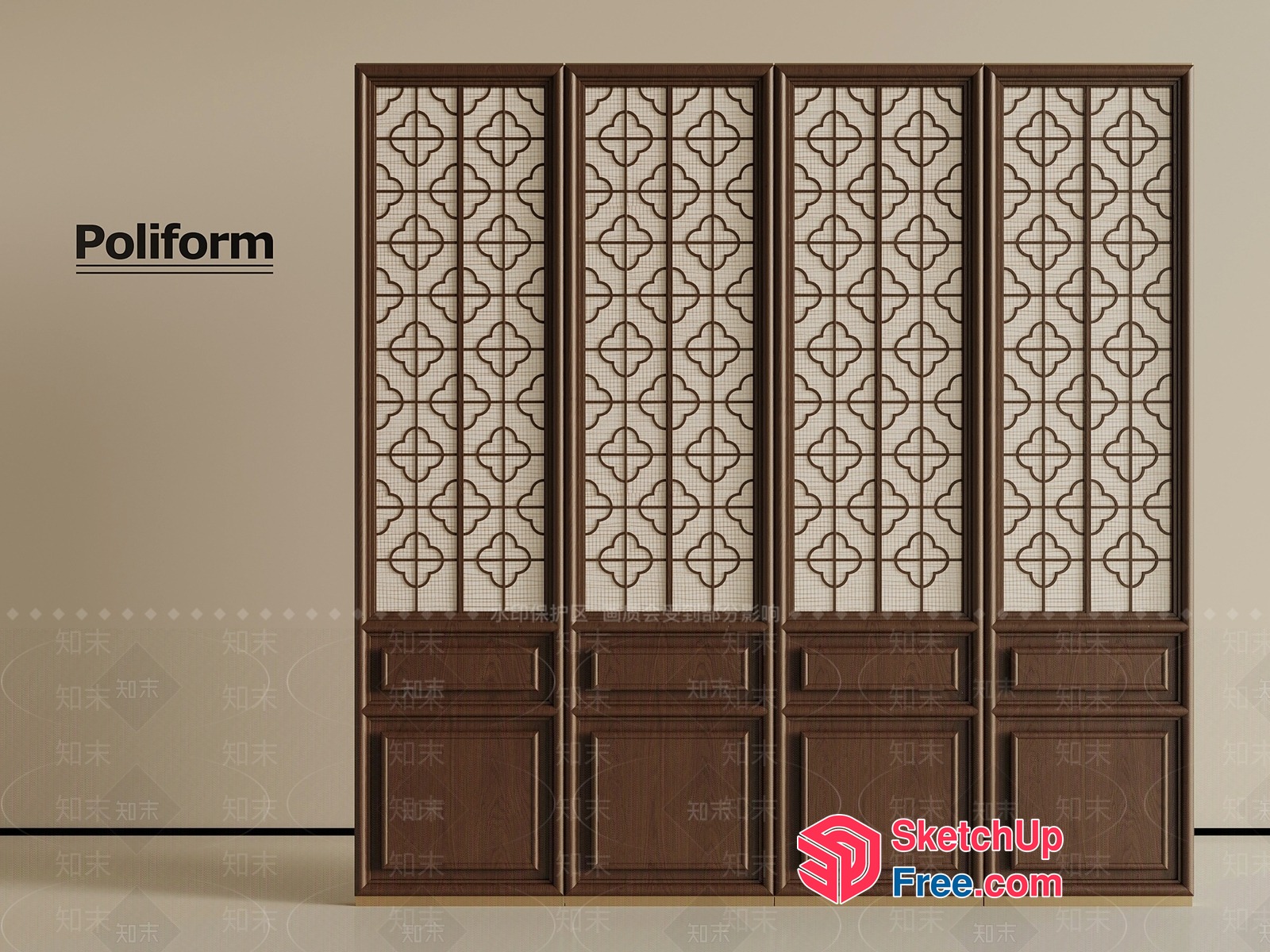 Ornate Screen Partition 3D SketchUp File
