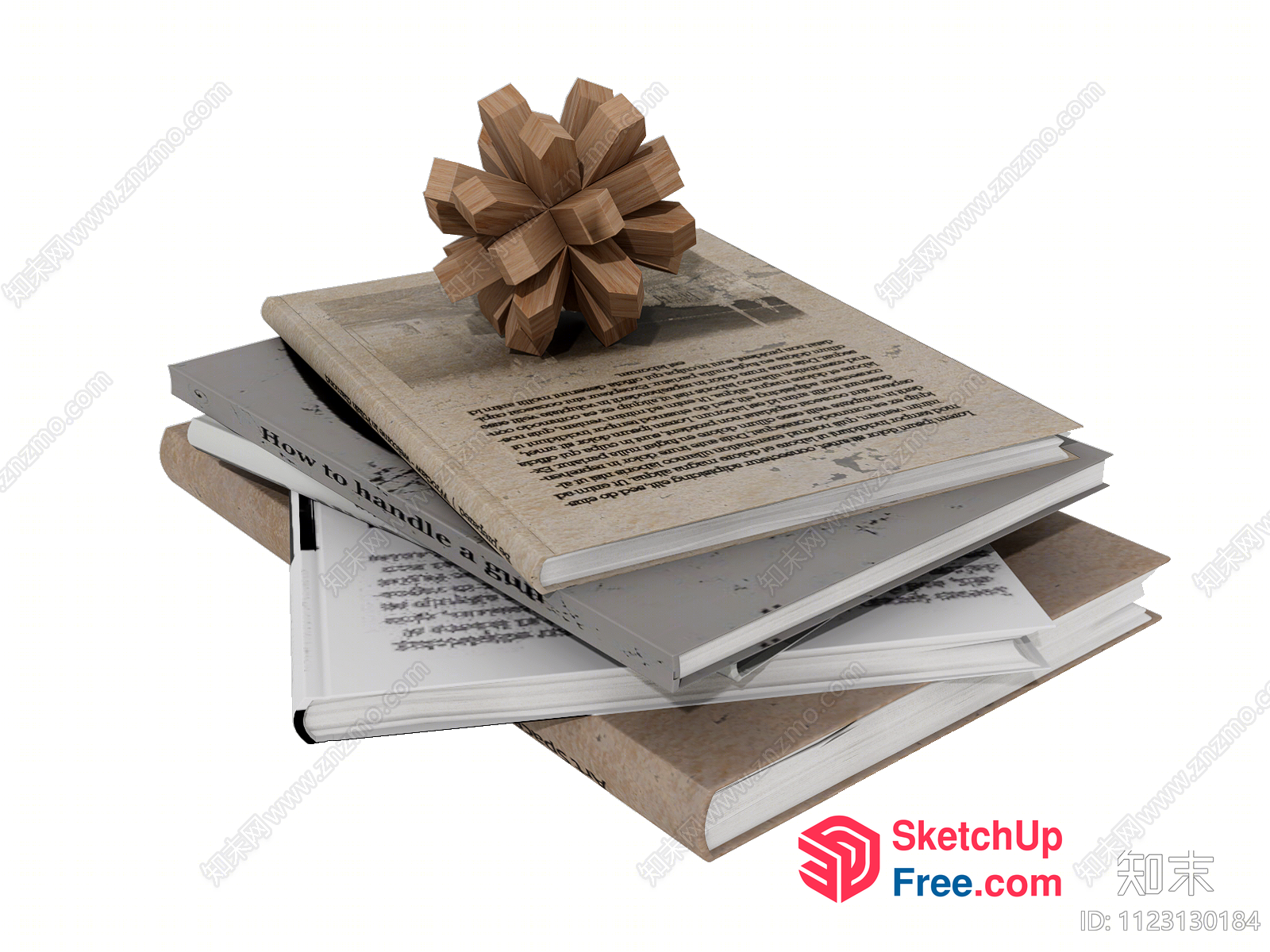 Stack Of Books With A Wooden Object On Top 3D SketchUp File