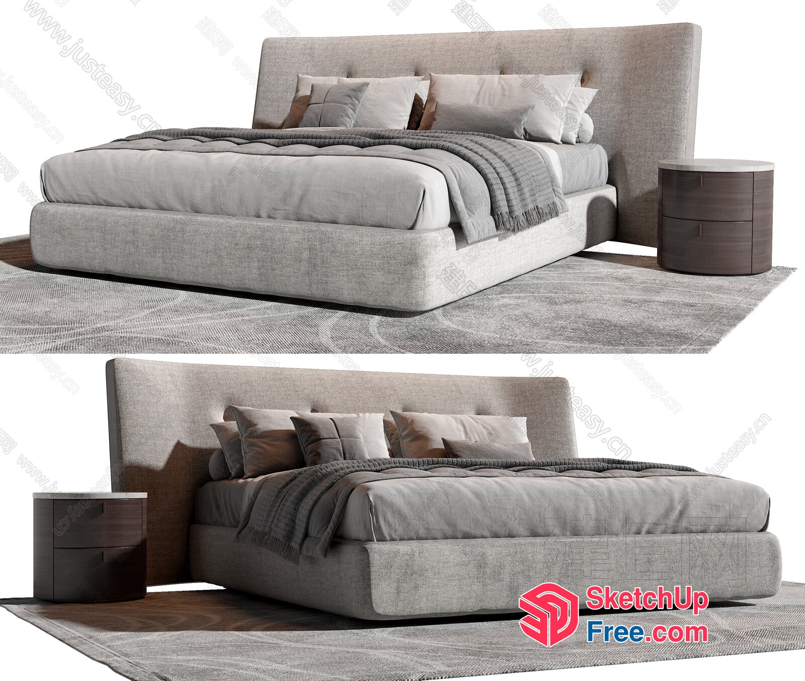 Modern Minimalist Bedroom Furniture Set 3D SketchUp File