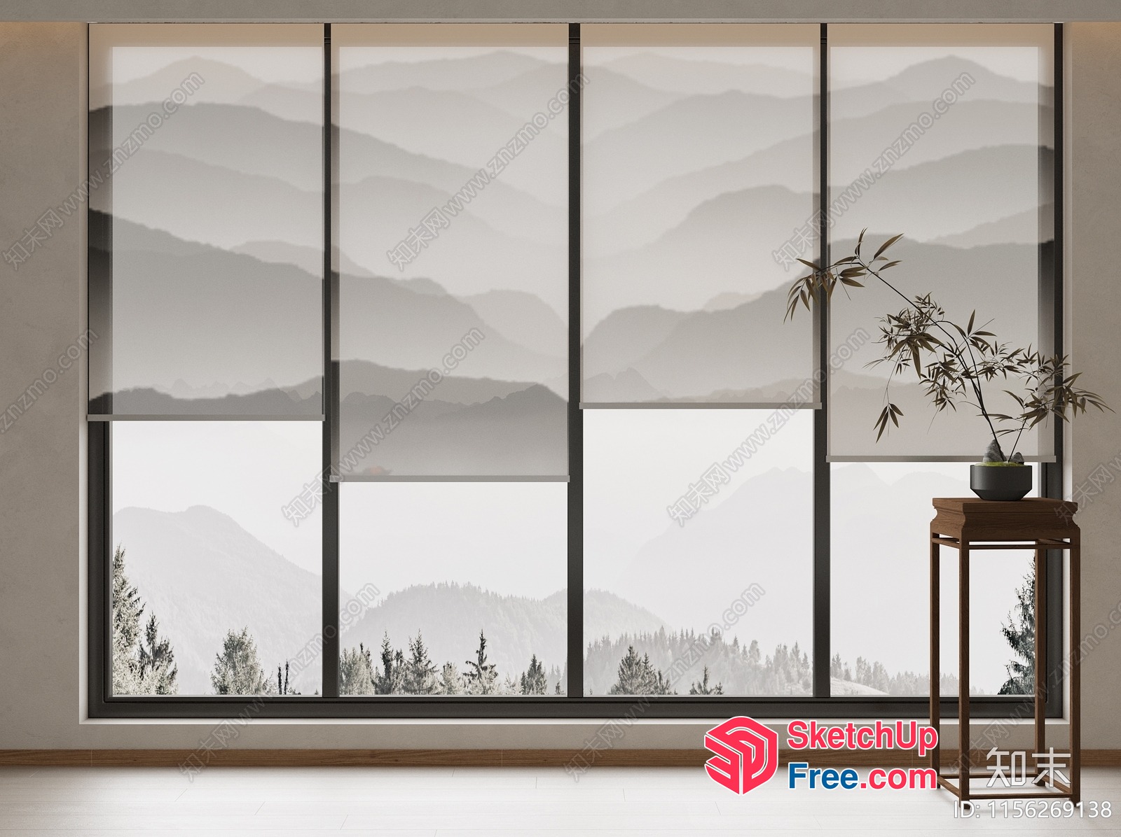 A Serene Mountain View From A Cozy Room 3D SketchUp File