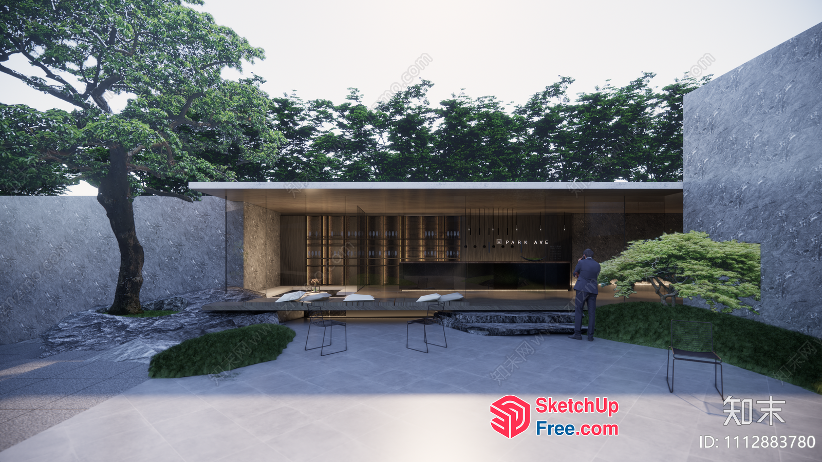 Modern Contemporary Exterior With Sleek Glass Walls And Minimalist Furniture 3D SketchUp File